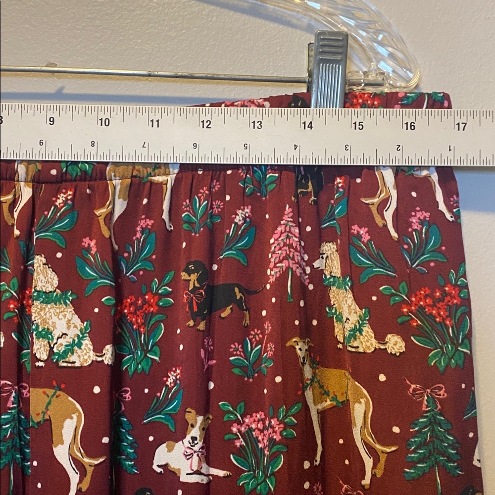 Lands End Pajama Set Women Large Burgundy Holiday Hounds Print Pull On Pant Tank - Picture 8 of 16